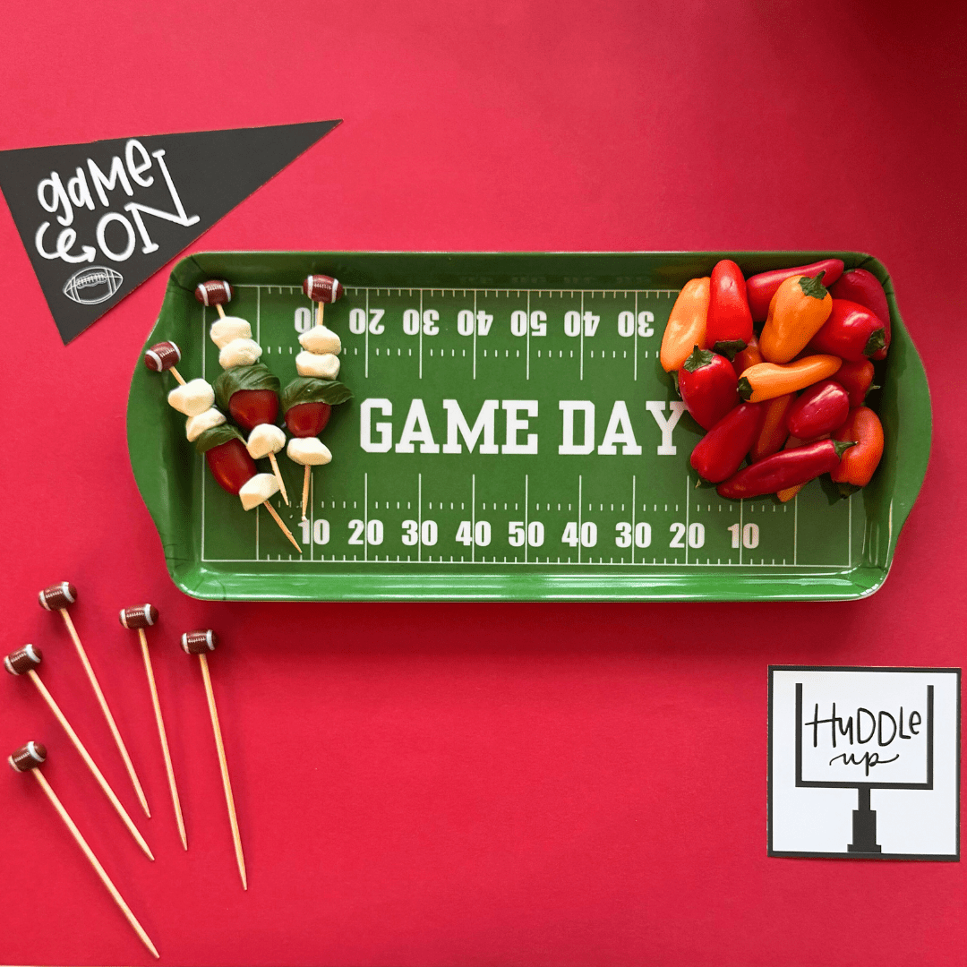 Green Football GameDay Melamine Tray for Appetizers & Tailgate Parties - Armand’s Maison & Marché