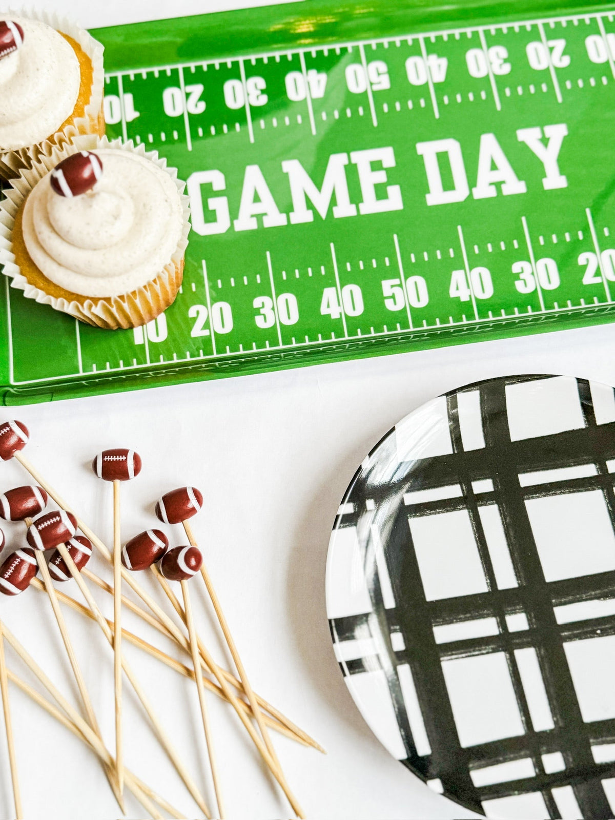 Green Football GameDay Melamine Tray for Appetizers & Tailgate Parties - Armand’s Maison & Marché