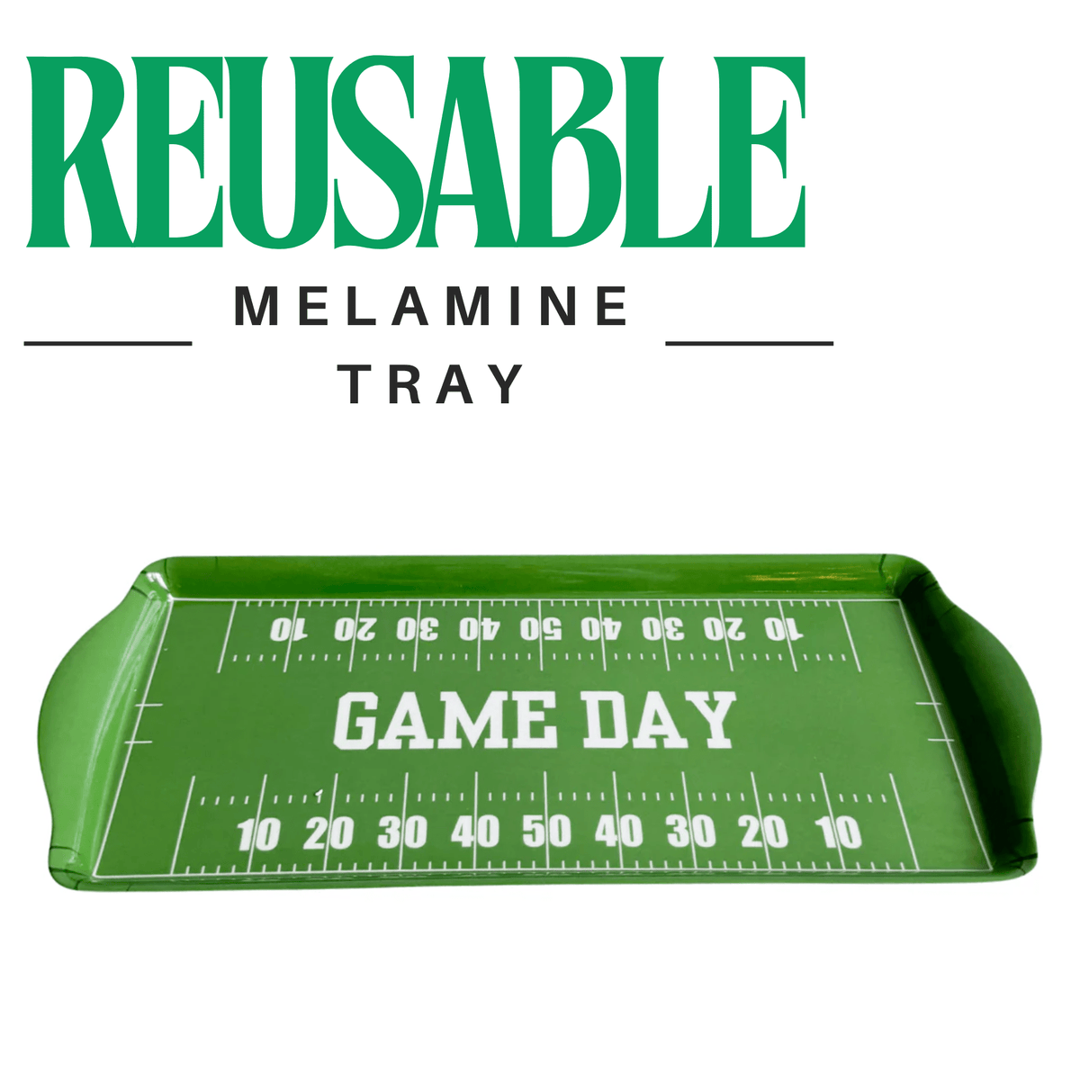 Green Football GameDay Melamine Tray for Appetizers & Tailgate Parties - Armand’s Maison & Marché