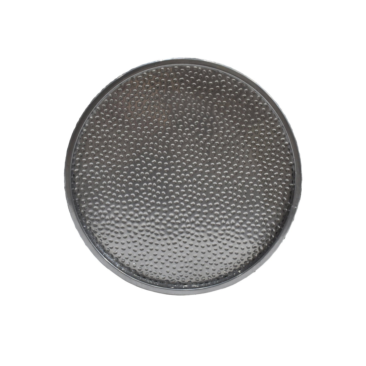 Hammered Silver Metal Side Table – Round Textured Accent Table - Armand’s Maison & Marché
