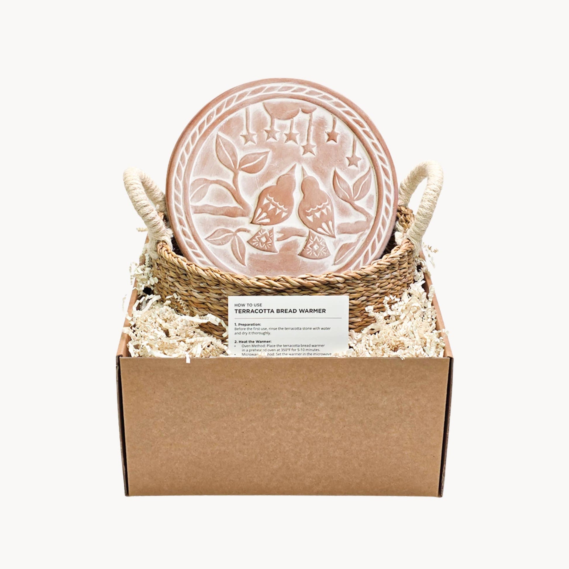 Handmade Bread Warmer & Wicker Basket - Lovebirds Round - Armand’s Maison & Marché