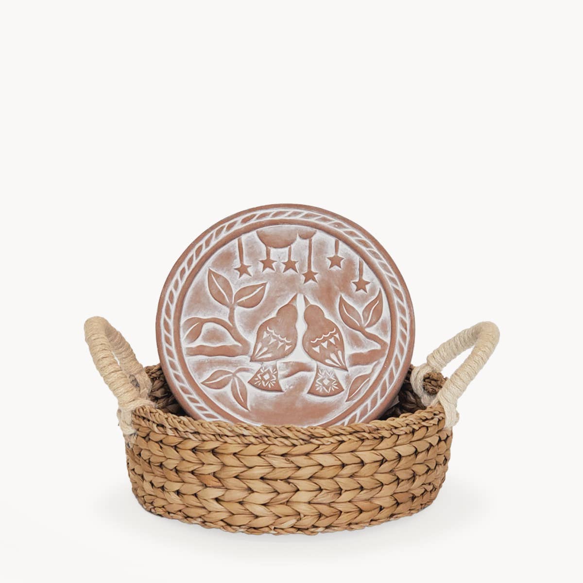 Handmade Bread Warmer & Wicker Basket - Lovebirds Round - Armand’s Maison & Marché