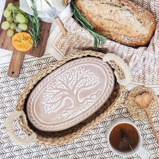 Handmade Bread Warmer & Wicker Basket - Tree of Life Oval - Armand’s Maison & Marché