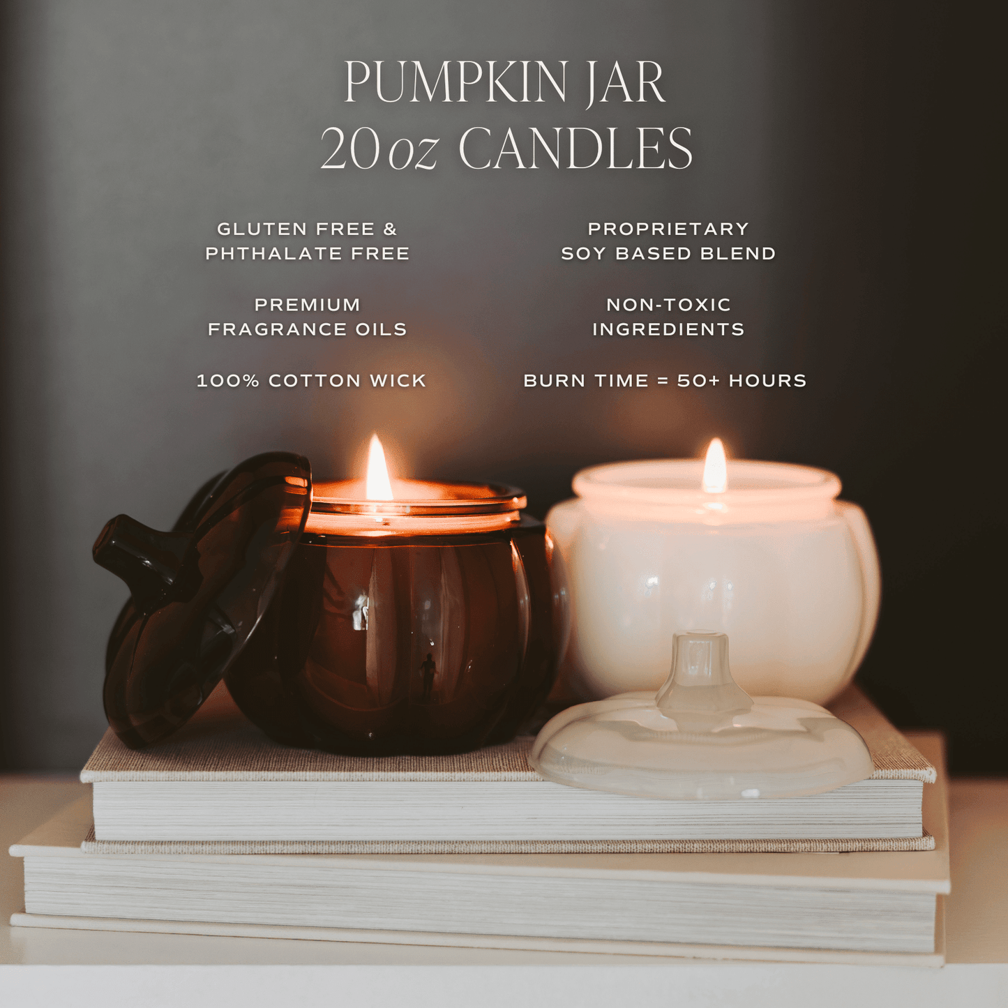 Hello Fall Soy Candle - Amber Glass Pumpkin Jar - 20 oz - Armand’s Maison & Marché
