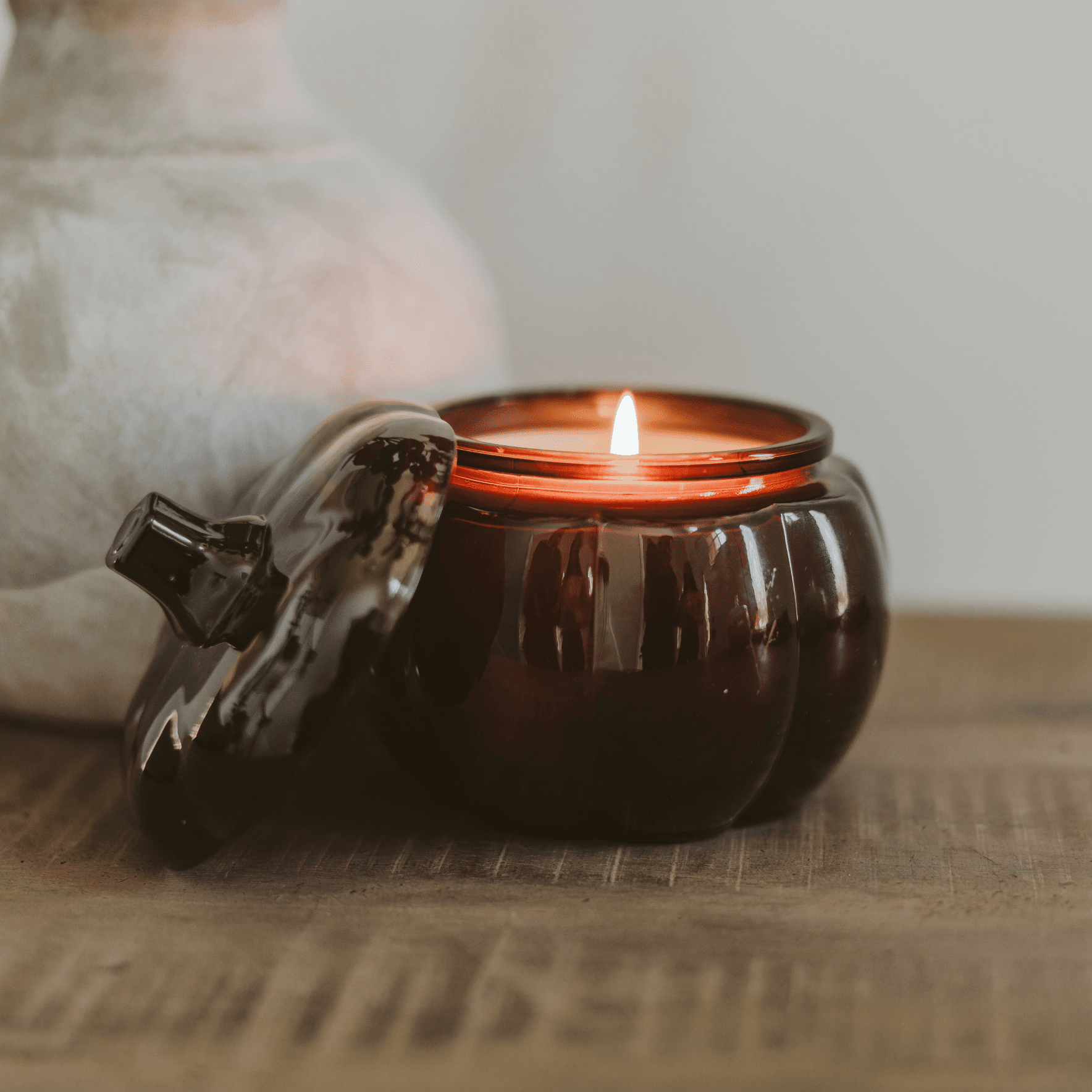 Hello Fall Soy Candle - Amber Glass Pumpkin Jar - 20 oz - Armand’s Maison & Marché