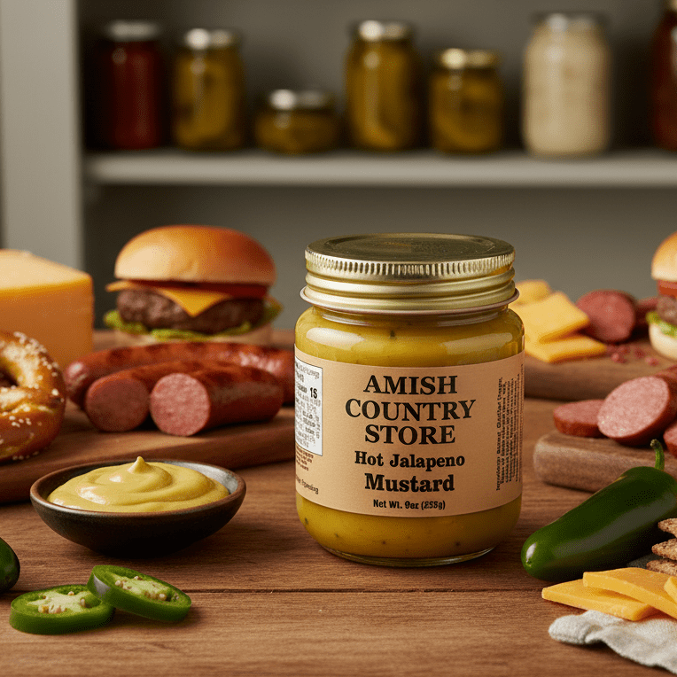 Hot Jalapeño Mustard | Spicy Amish-Recipe Condiment | 9 oz - Armand’s Maison & Marché