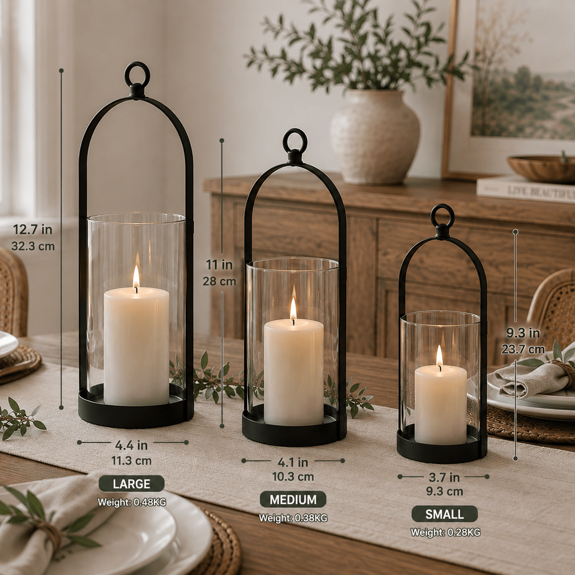 Hurricane Lantern - Small, Medium, Large - Armand’s Maison & Marché