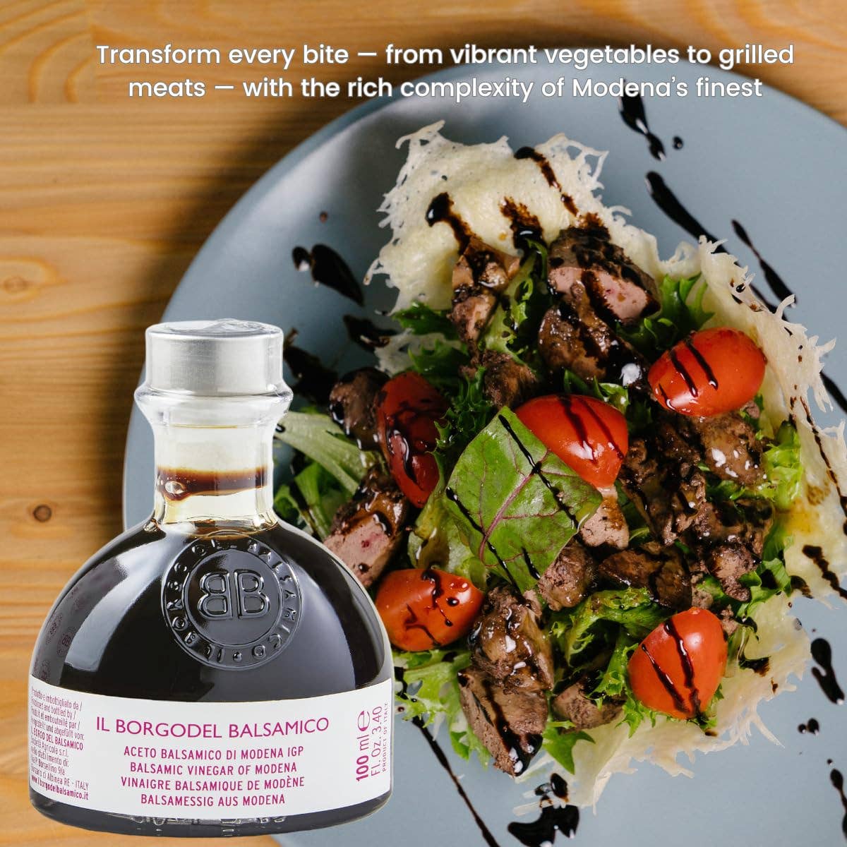 Il Borgo del Balsamico, Balsamic Vinegar of Modena IGP Monogram, 100 ml (3.3 fl oz) - Armand’s Maison & Marché