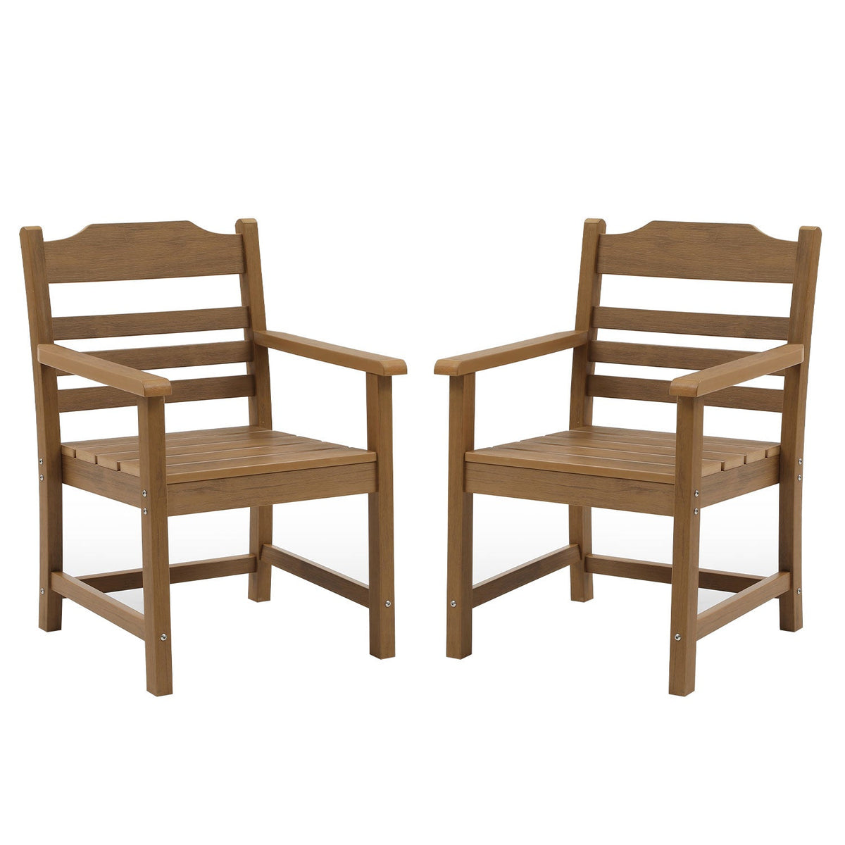 Light Teak Color Patio Dining Chairs with Arms – Set of 2 - Armand’s Maison & Marché