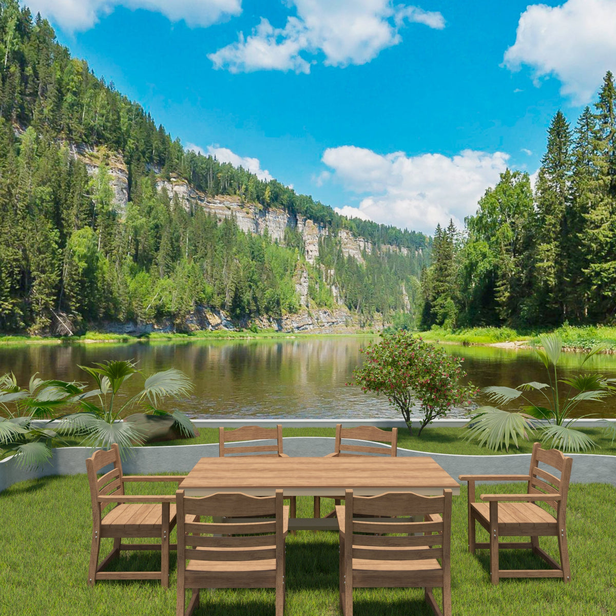 Light Teak Color Patio Dining Chairs with Arms – Set of 2 - Armand’s Maison & Marché