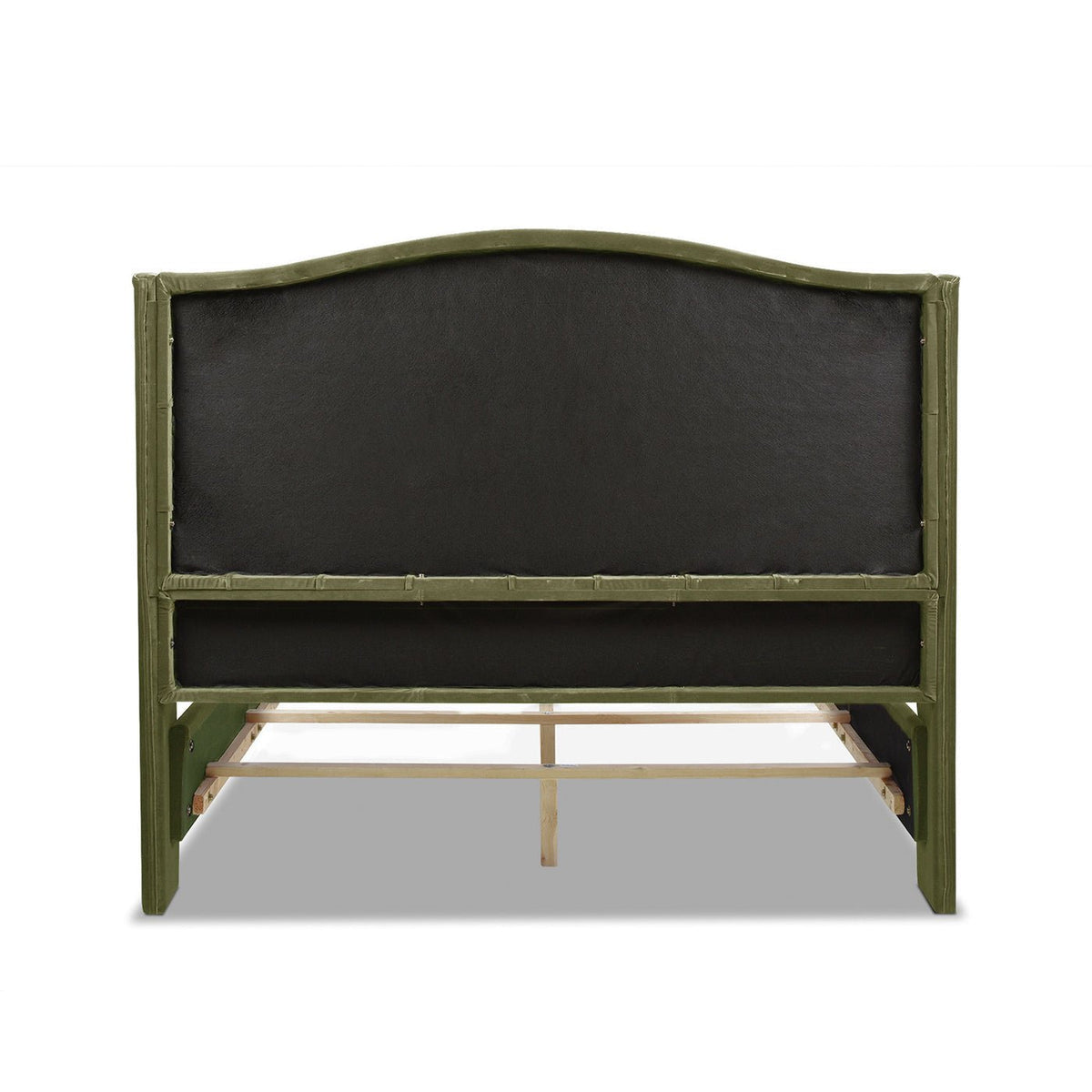 Marcella Olive Green Upholstered Queen Bed – Tufted Shelter Headboard - Armand’s Maison & Marché