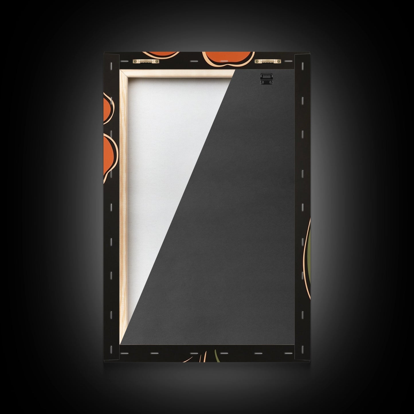 Mid Century Modern Floral Print, Orange Flower on Black Background, Framed Canvas Print - Armand’s Maison & Marché
