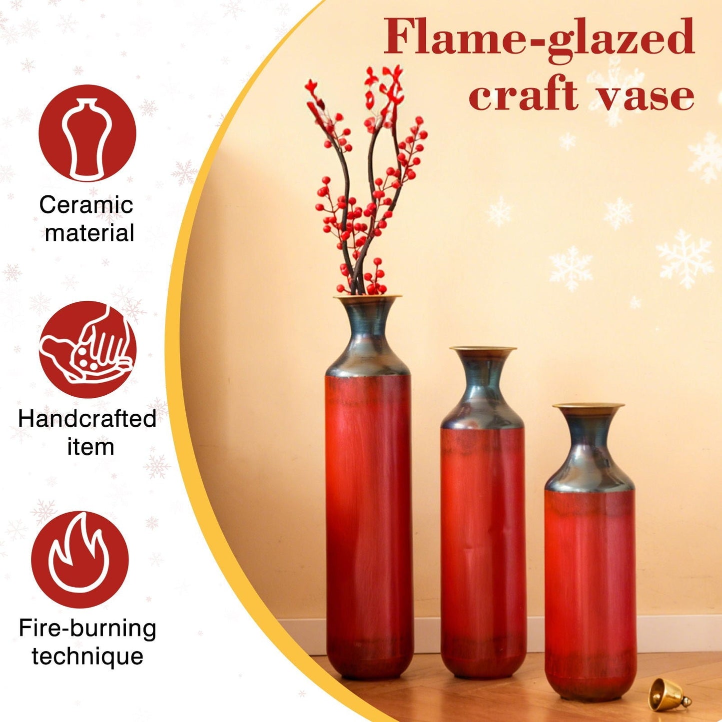 Modern Droplet Shaped Floor Vase Set, 3 Piece Home Decor - Armand’s Maison & Marché
