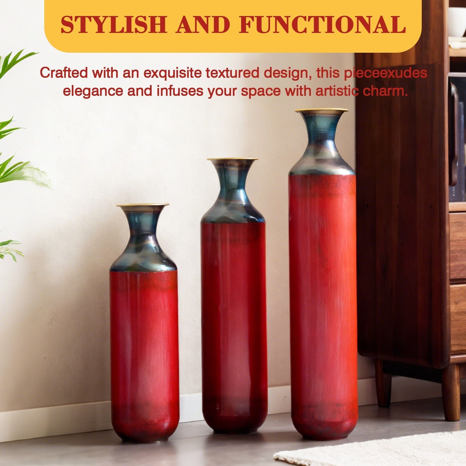 Modern Droplet Shaped Floor Vase Set, 3 Piece Home Decor - Armand’s Maison & Marché