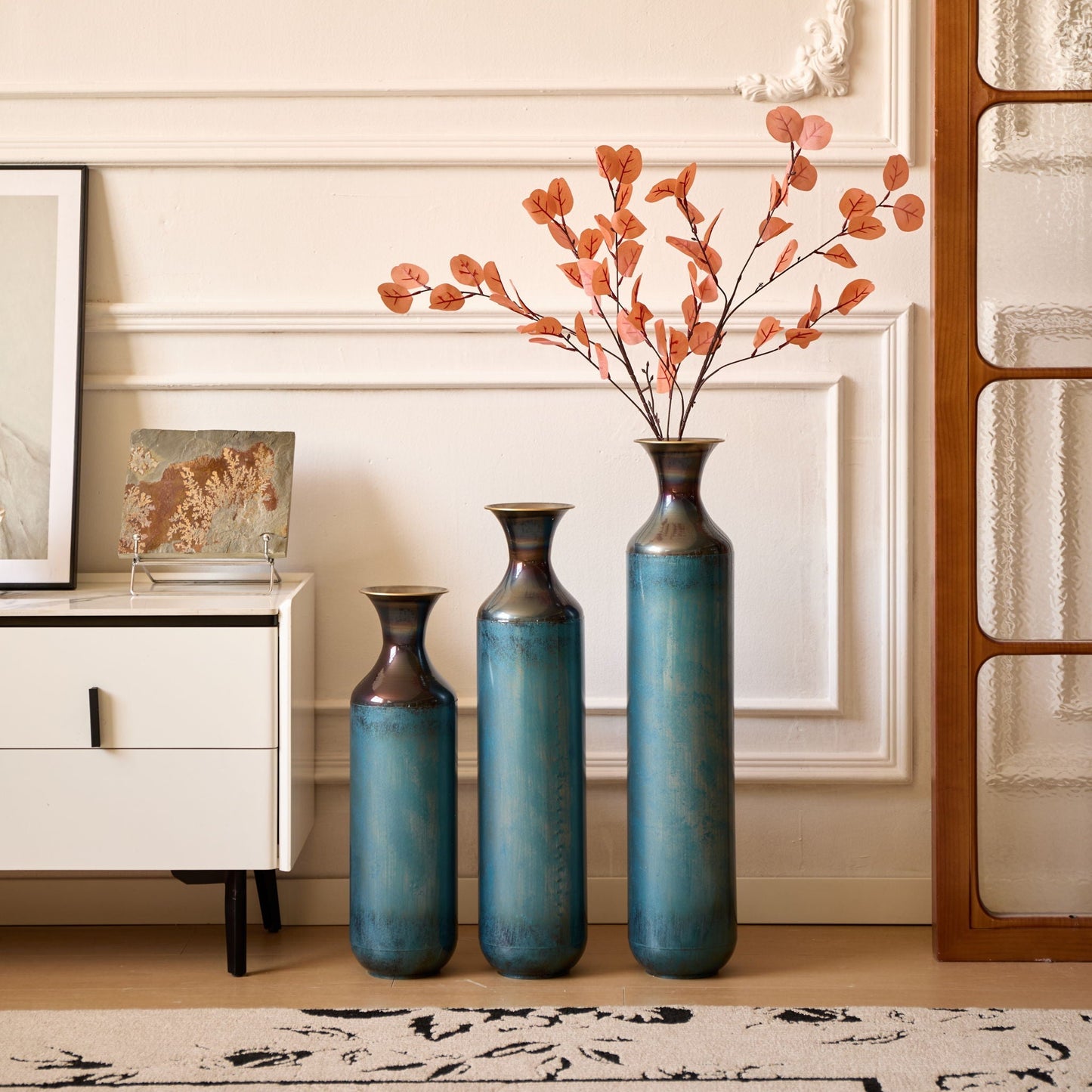 Modern Droplet Shaped Floor Vase Set, 3 Piece Home Decor - Armand’s Maison & Marché