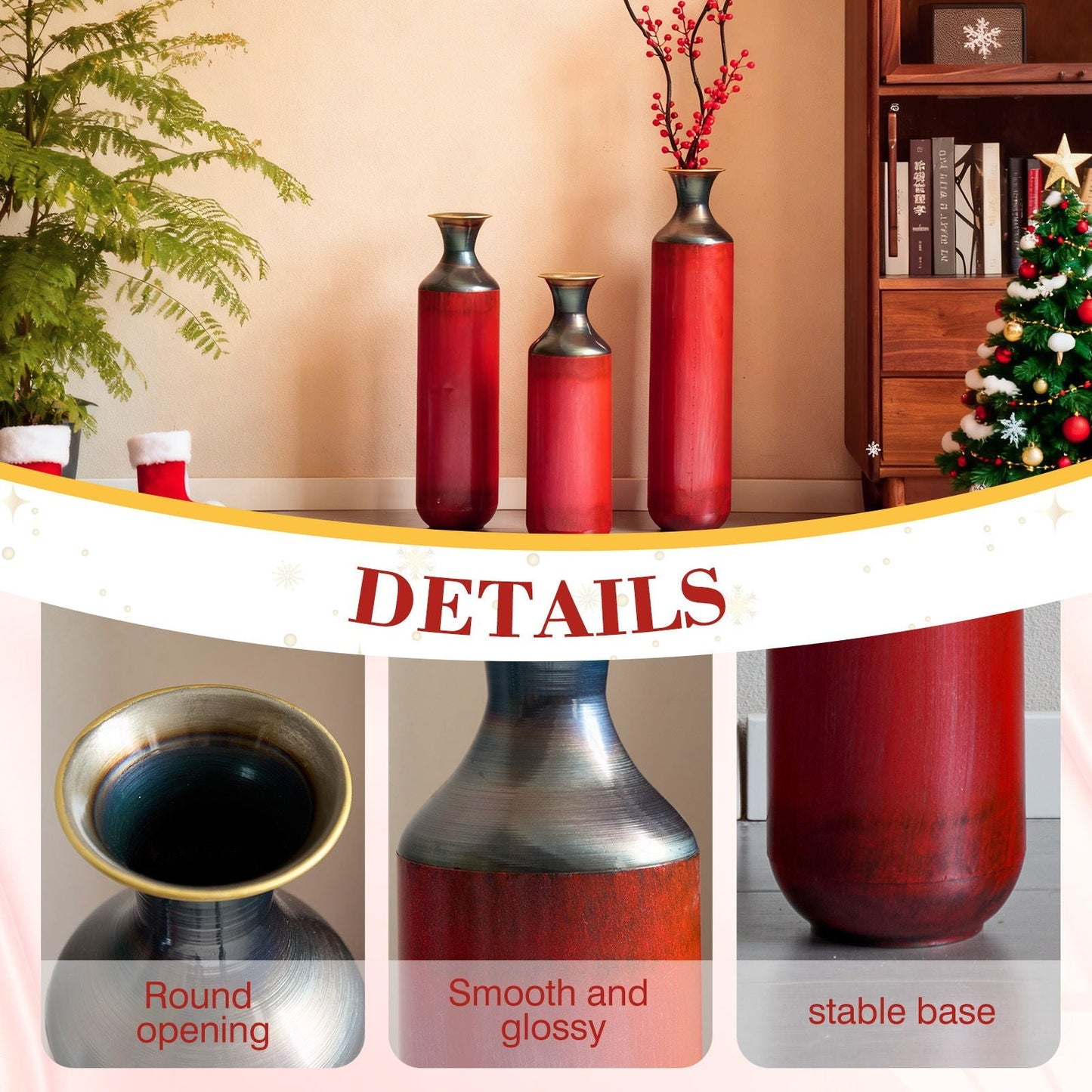 Modern Droplet Shaped Floor Vase Set, 3 Piece Home Decor - Armand’s Maison & Marché