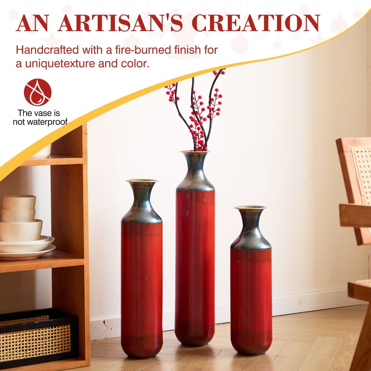 Modern Droplet Shaped Floor Vase Set, 3 Piece Home Decor - Armand’s Maison & Marché