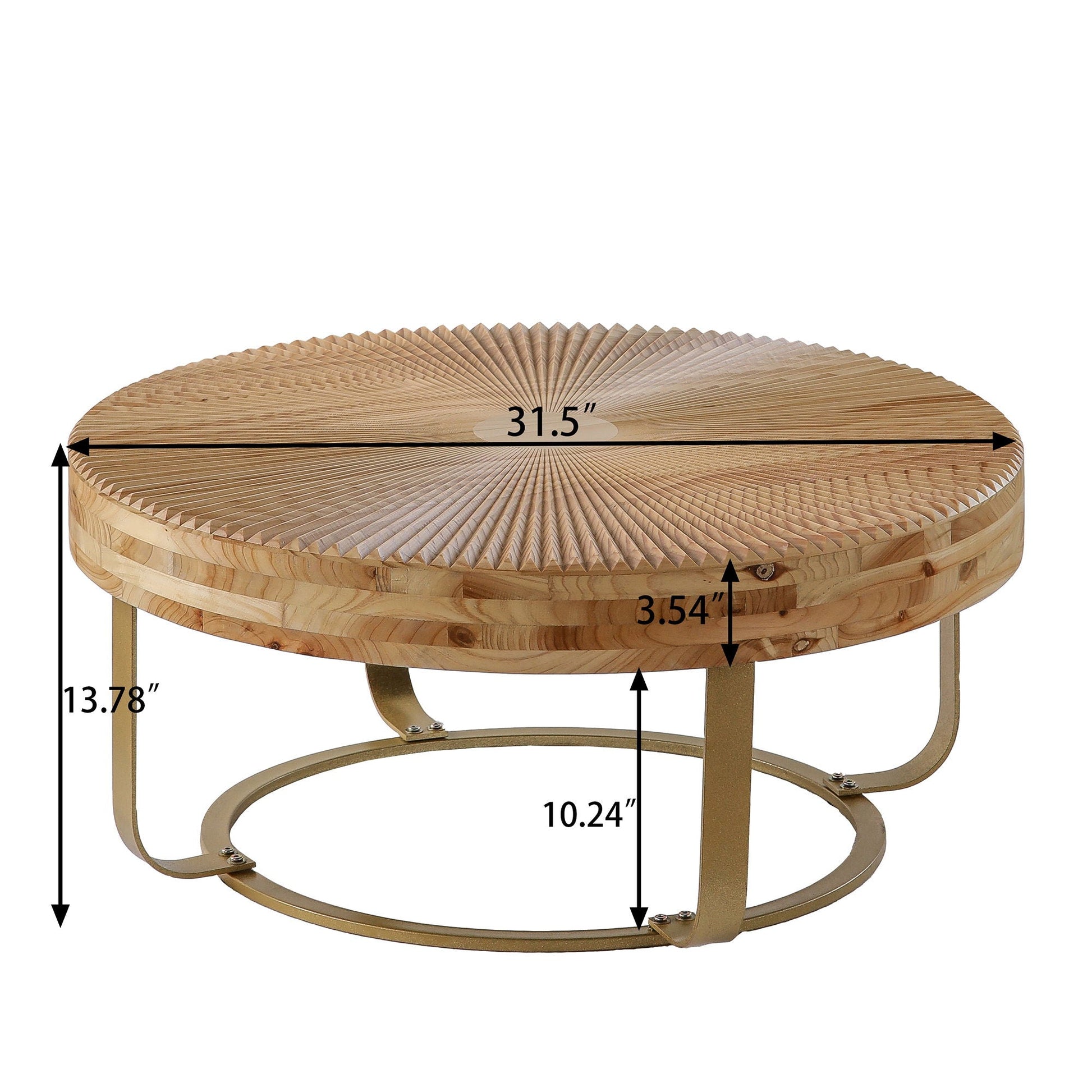Modern Round Coffee Table With Wooden Carving Pattern - Armand’s Maison & Marché