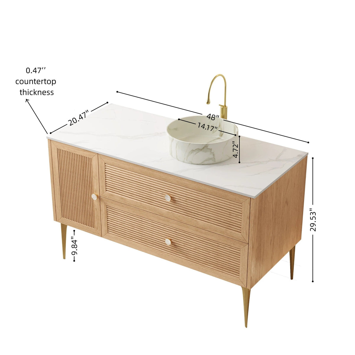 MUNIN 48" Coastal Bathroom Vanity with Vessel Sink - Armand’s Maison & Marché