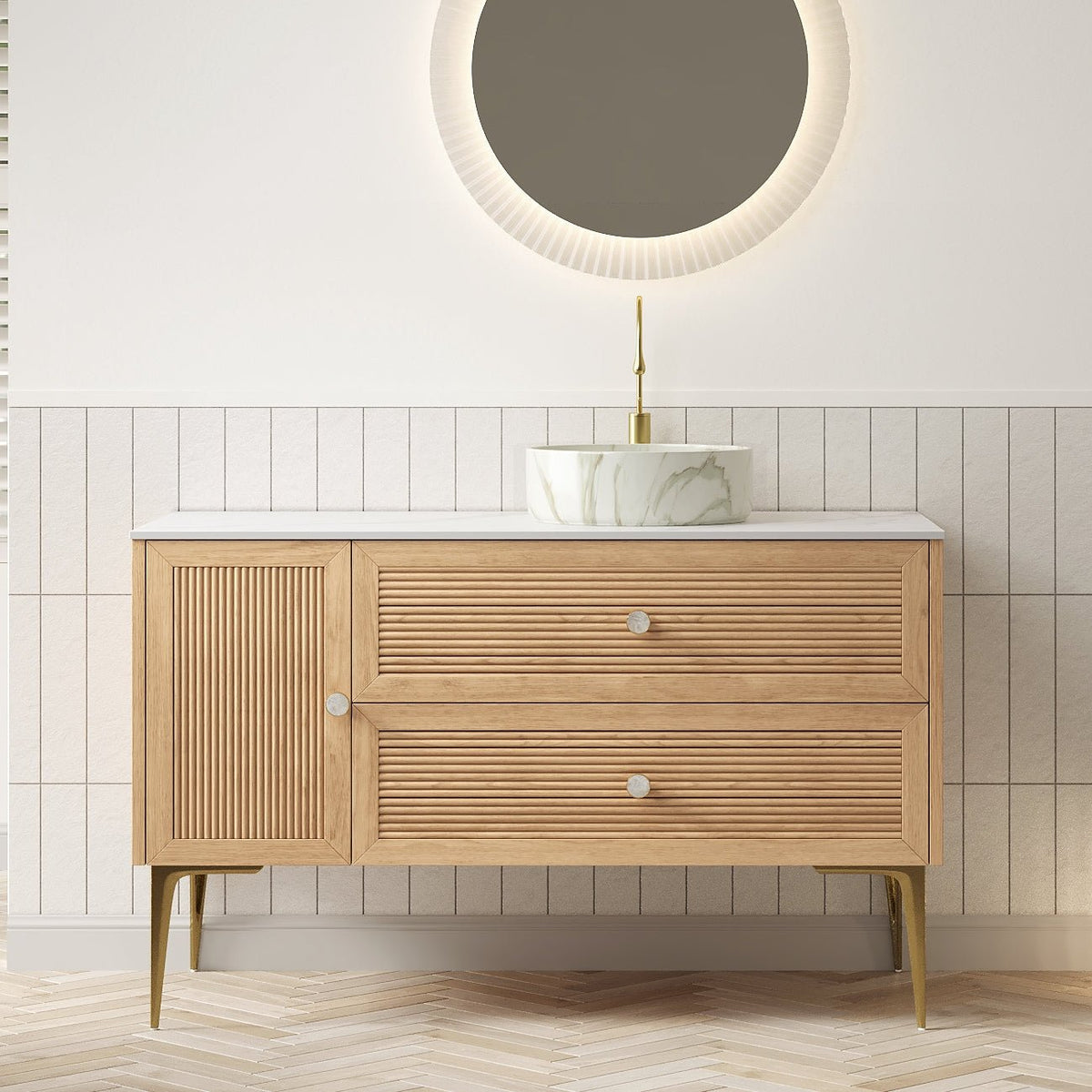 MUNIN 48" Coastal Bathroom Vanity with Vessel Sink - Armand’s Maison & Marché