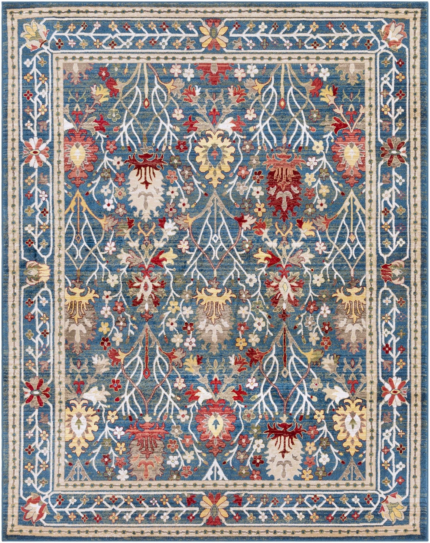 Neola Navy Blue Damask Area Rug - Armand’s Maison & Marché