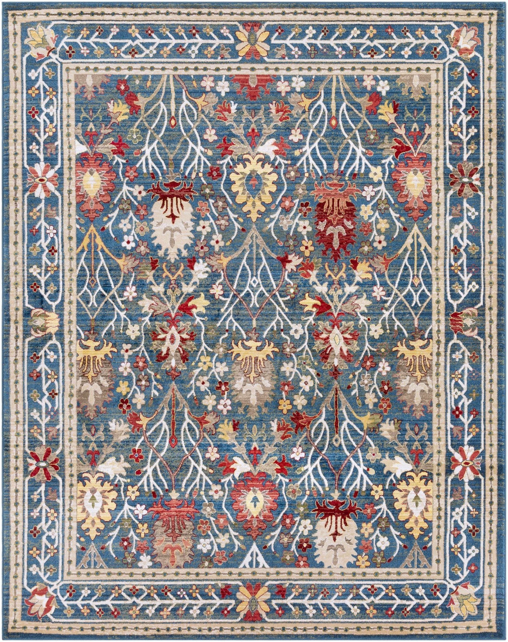 Neola Navy Blue Damask Area Rug - Armand’s Maison & Marché