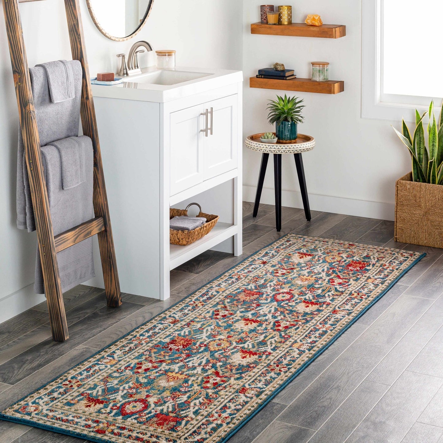 Neola Navy Blue Damask Area Rug - Armand’s Maison & Marché