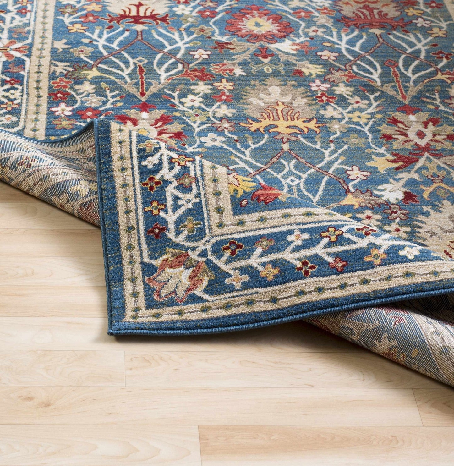 Neola Navy Blue Damask Area Rug - Armand’s Maison & Marché
