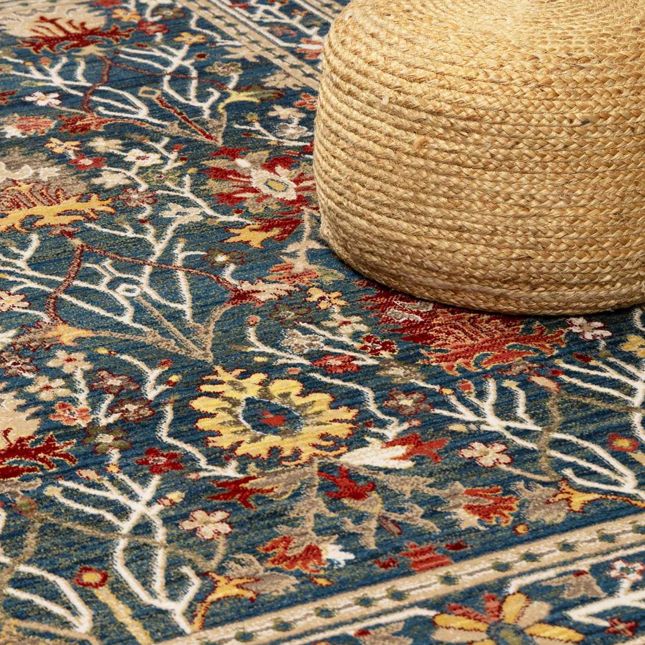 Neola Navy Blue Damask Area Rug - Armand’s Maison & Marché