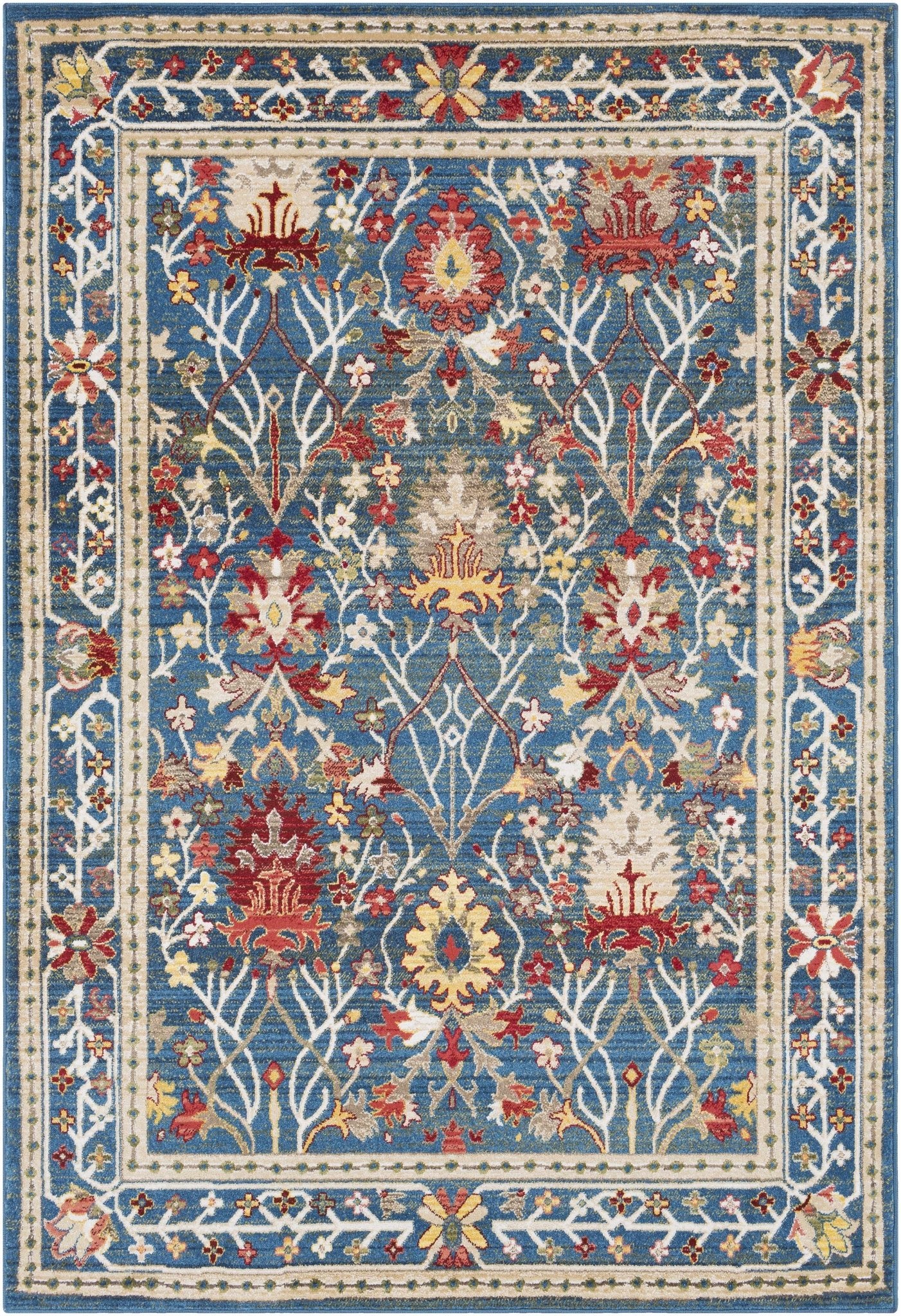 Neola Navy Blue Damask Area Rug - Armand’s Maison & Marché