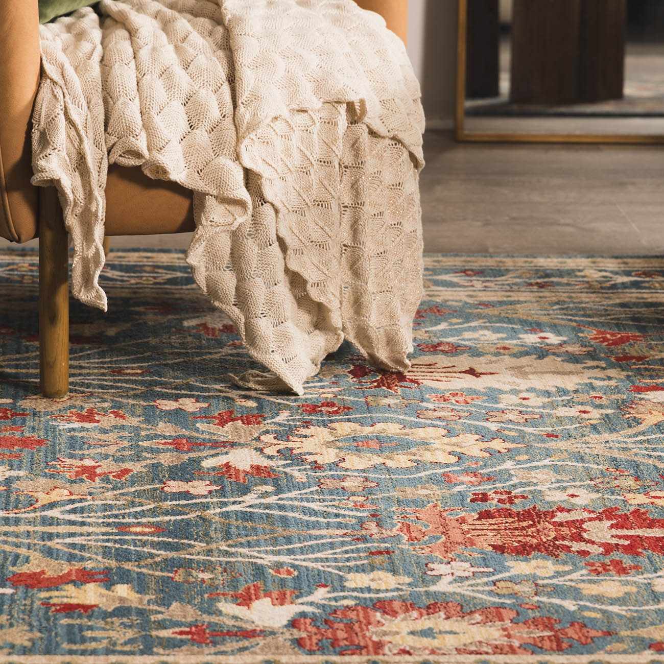 Neola Navy Blue Damask Area Rug - Armand’s Maison & Marché