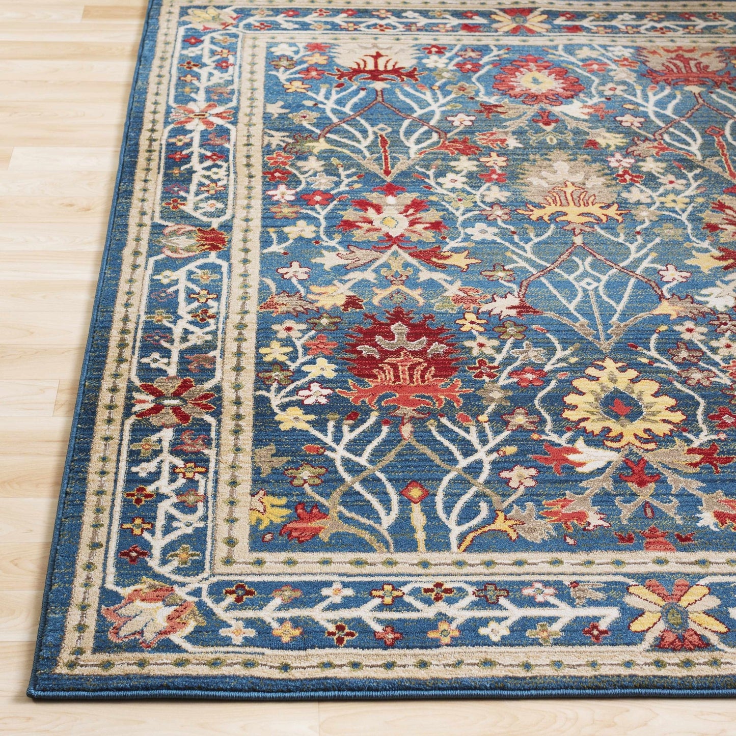 Neola Navy Blue Damask Area Rug - Armand’s Maison & Marché