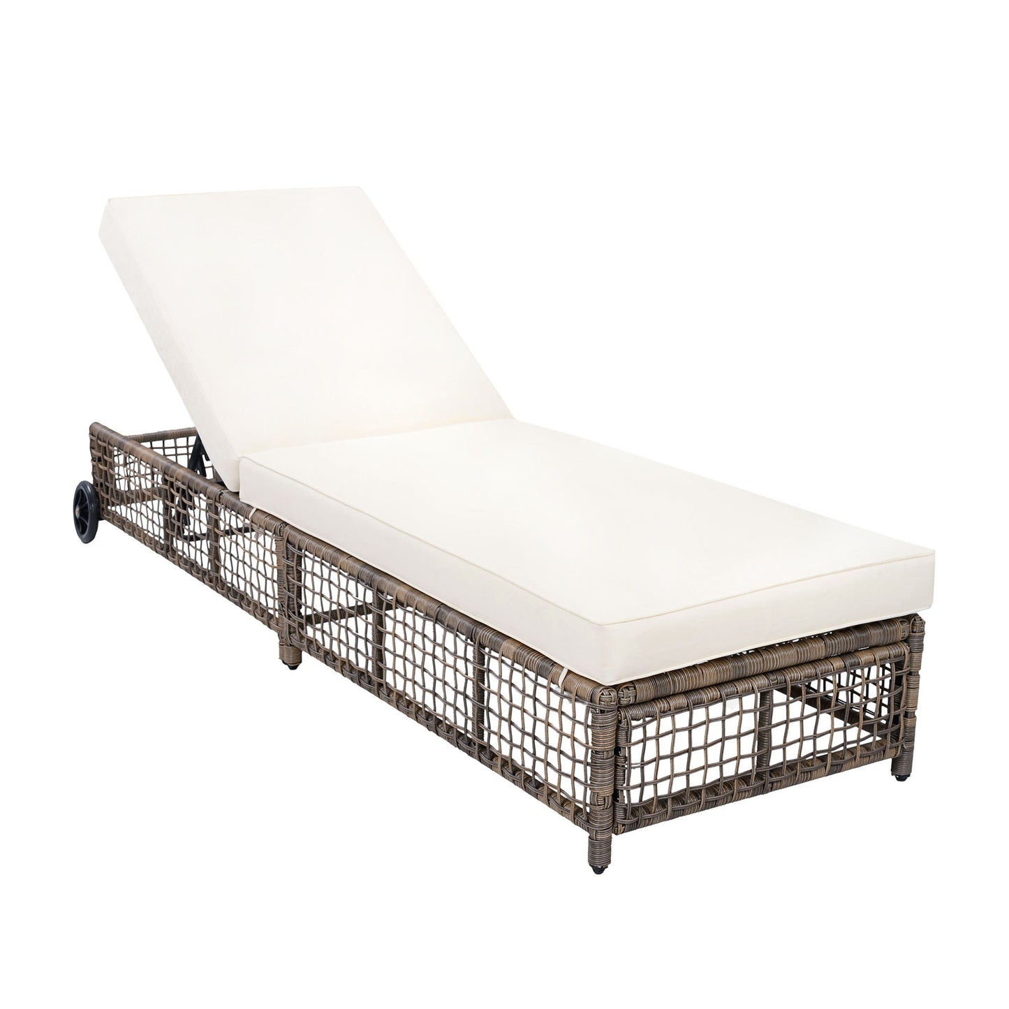 Outdoor Lounge Chair With 5 Position Backrest With Cushion And Wheels - Armand’s Maison & Marché