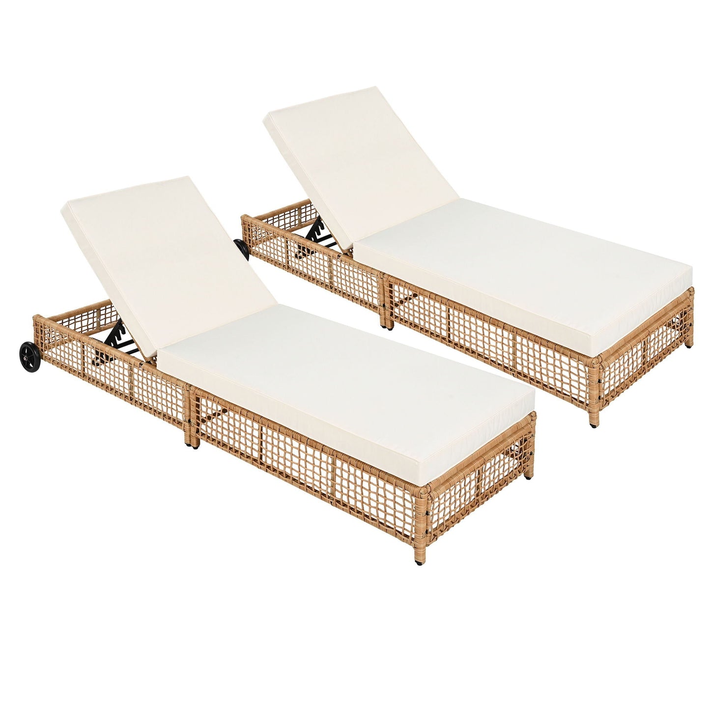 Outdoor Lounge Chair With 5 Position Backrest With Cushion And Wheels - Armand’s Maison & Marché