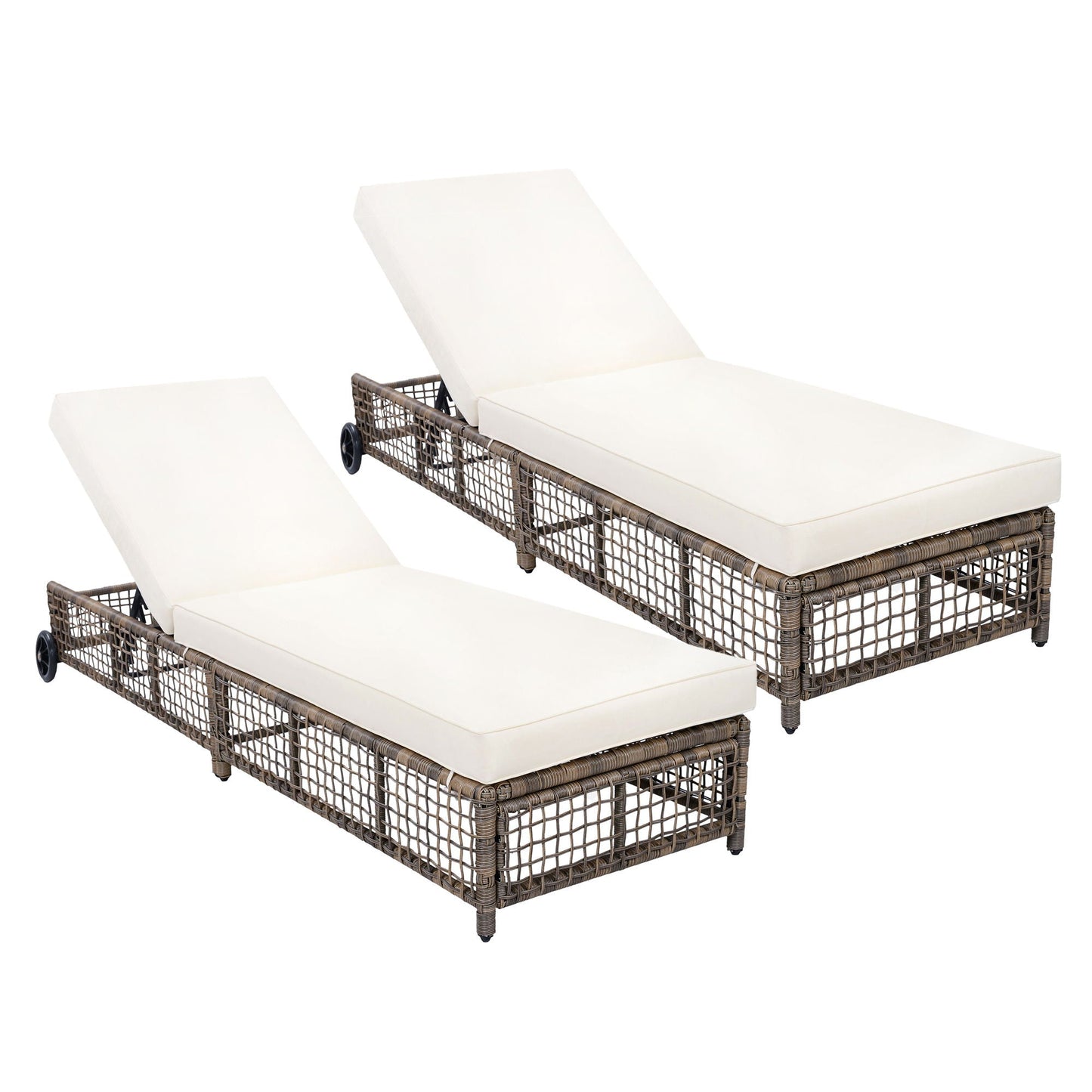 Outdoor Lounge Chair With 5 Position Backrest With Cushion And Wheels - Armand’s Maison & Marché