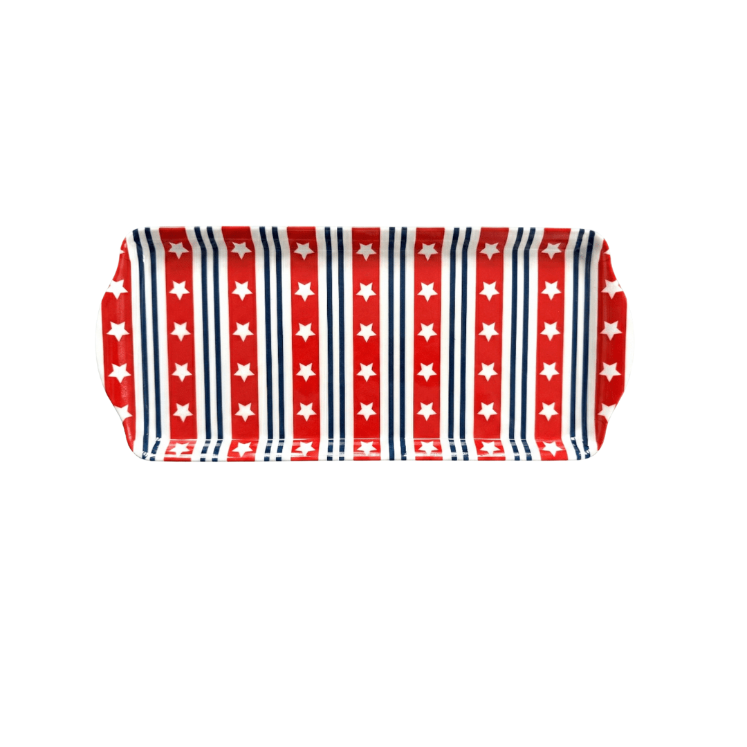 Patriotic Stars and Stripes Melamine Tray Reusable Party Platter for Snacks, Appetizers & Desserts - Armand’s Maison & Marché