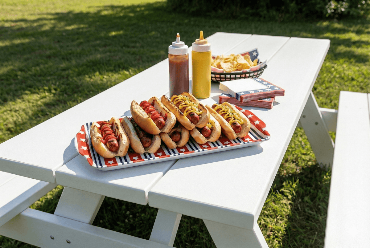 Patriotic Stars and Stripes Melamine Tray Reusable Party Platter for Snacks, Appetizers & Desserts - Armand’s Maison & Marché