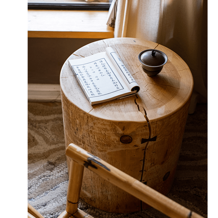 Pine Wood Pedestal Table Side Table - Armand’s Maison & Marché