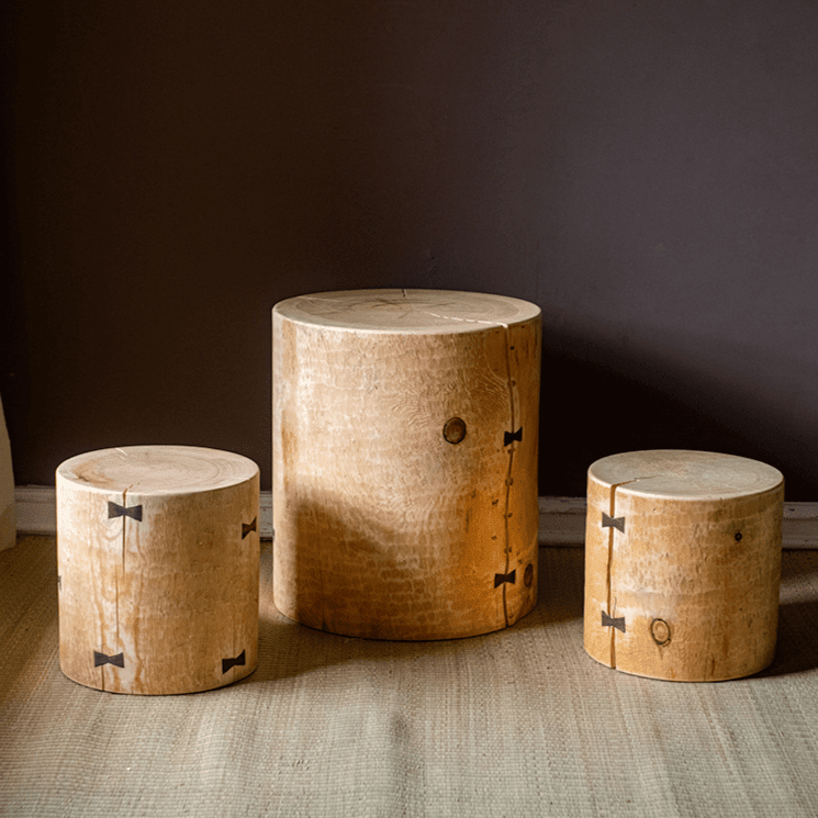 Pine Wood Pedestal Table Side Table - Armand’s Maison & Marché