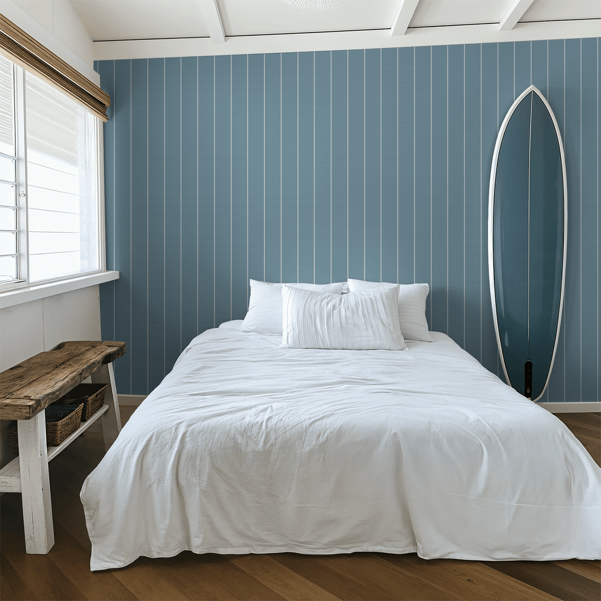 Pinstripe Dot Blue Wallpaper - Armand’s Maison & Marché
