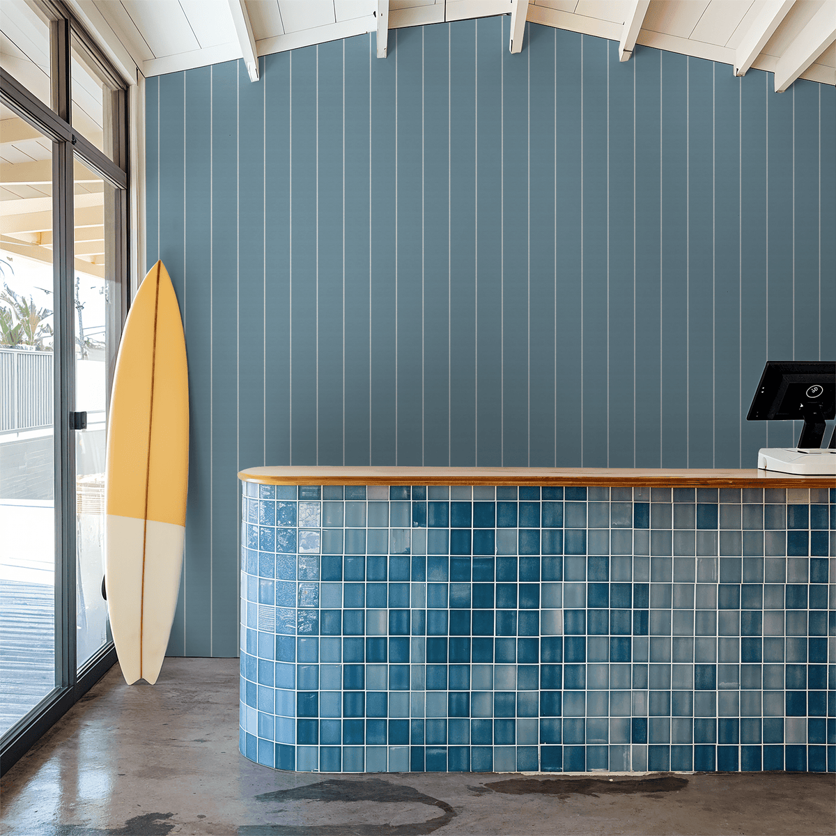 Pinstripe Dot Blue Wallpaper - Armand’s Maison & Marché