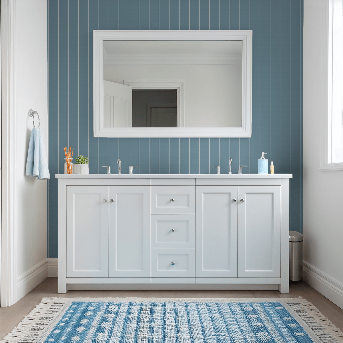 Pinstripe Dot Blue Wallpaper - Armand’s Maison & Marché