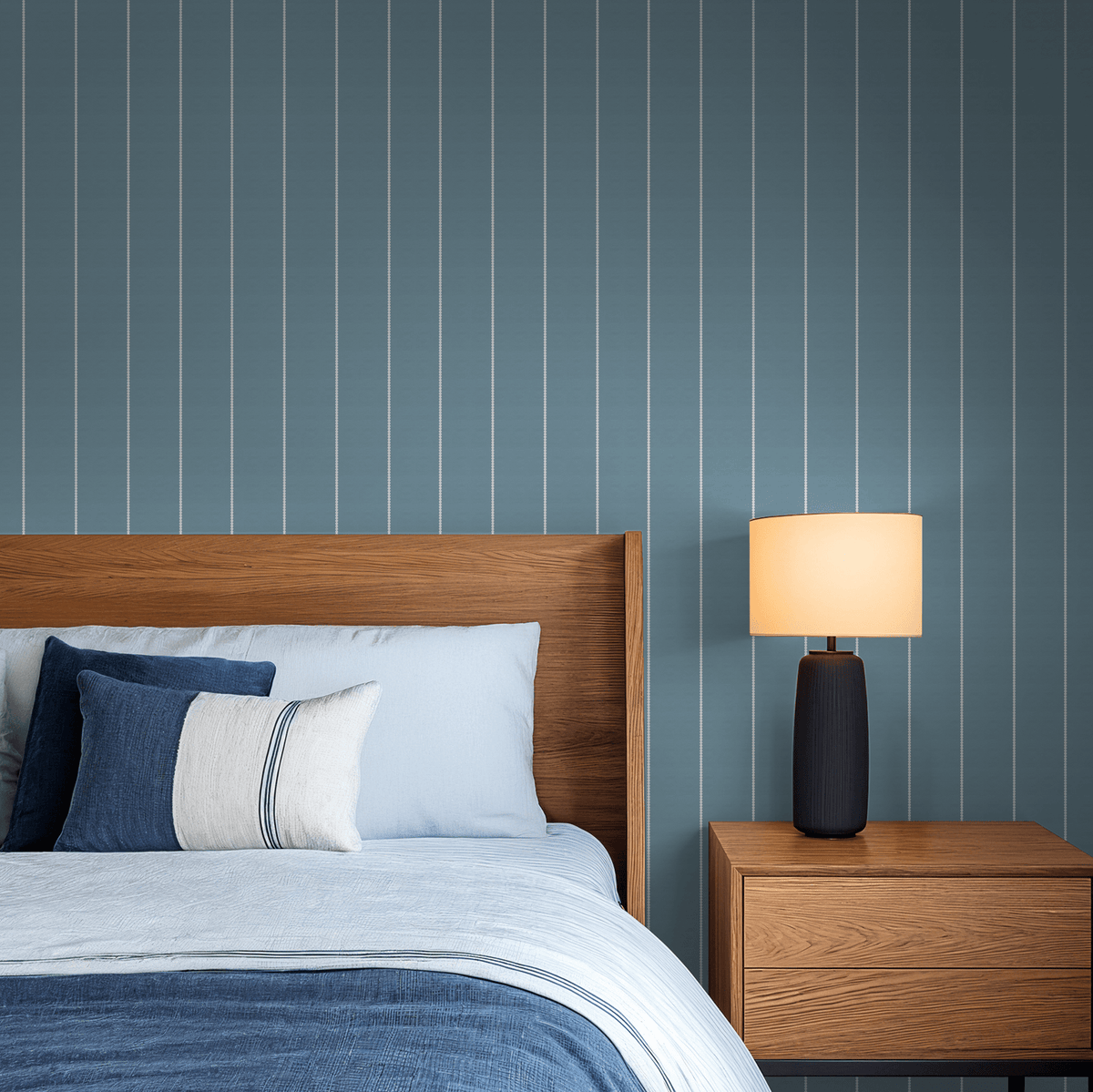 Pinstripe Dot Blue Wallpaper - Armand’s Maison & Marché