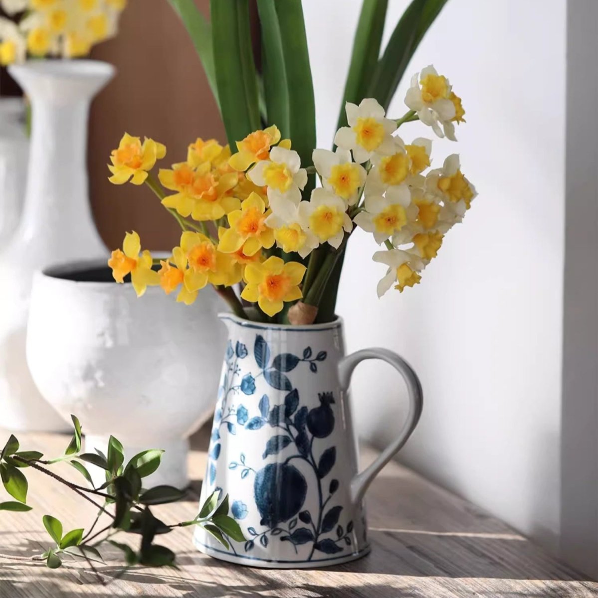 Pomegranate Hand-Painted Blue and White Porcelain Vase - Armand’s Maison & Marché