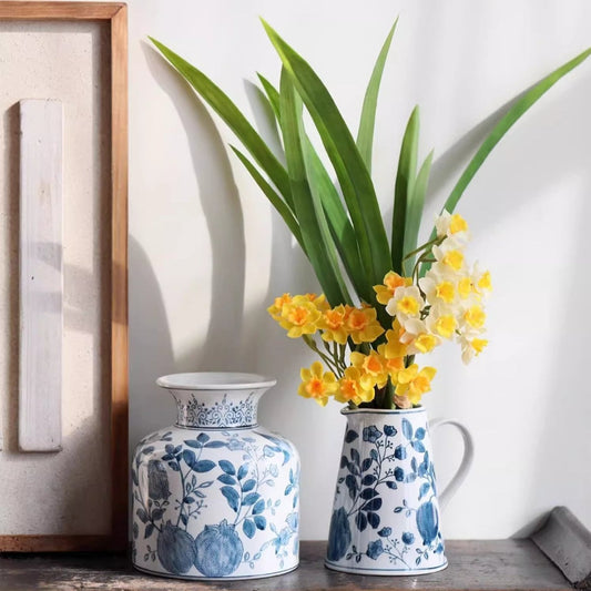 Pomegranate Hand-Painted Blue and White Porcelain Vase - Armand’s Maison & Marché