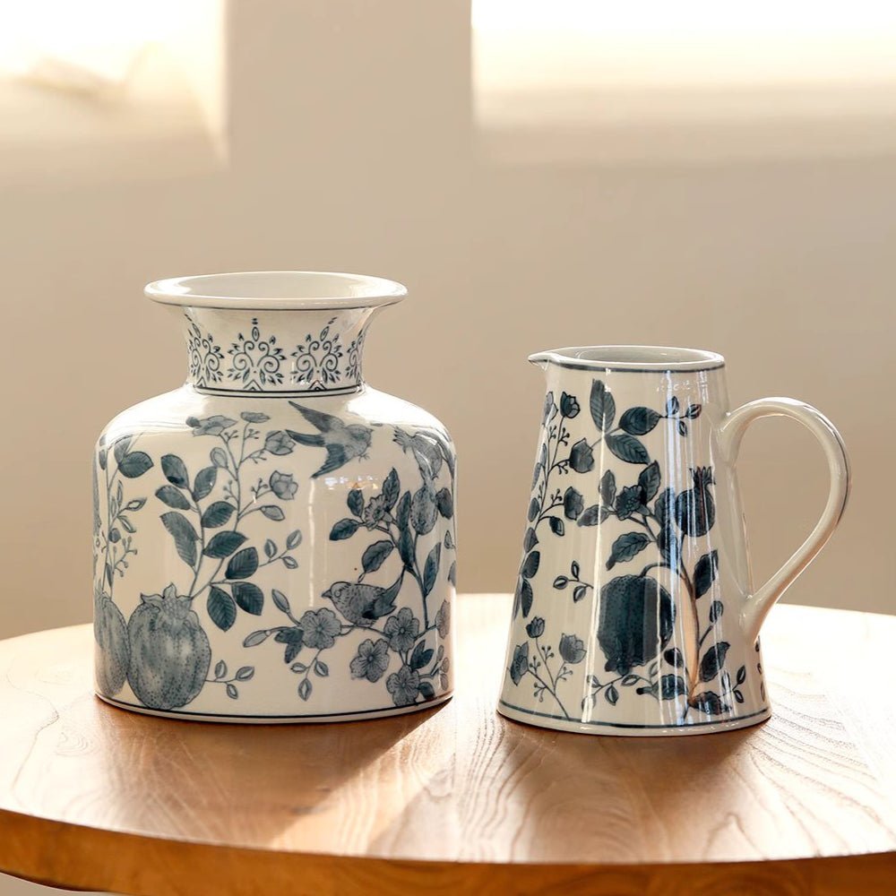 Pomegranate Hand-Painted Blue and White Porcelain Vase - Armand’s Maison & Marché
