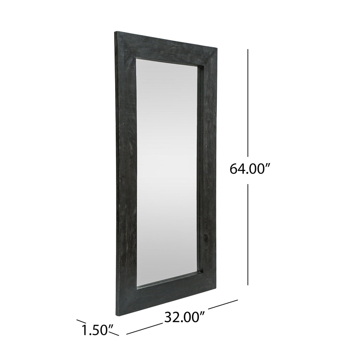 Ramsay Rustic Mango Wood Full-Length Mirror – Black - Armand’s Maison & Marché