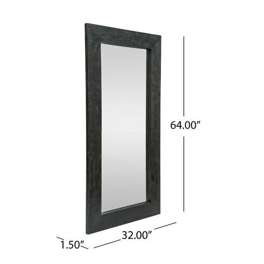 Ramsay Rustic Mango Wood Full-Length Mirror – Black - Armand’s Maison & Marché