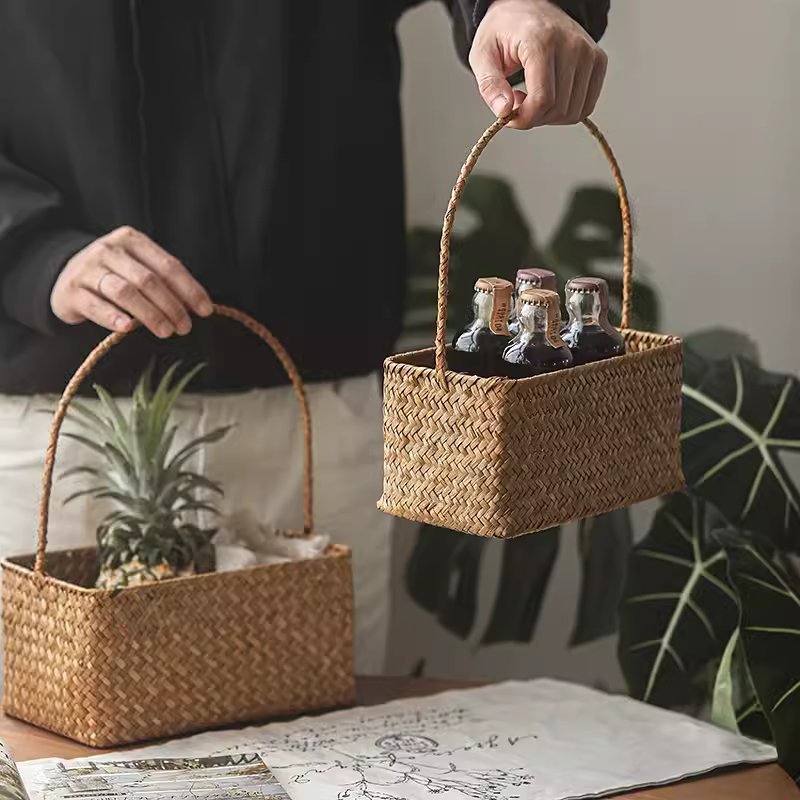 Rectangular Woven Carry Basket Organizer - Armand’s Maison & Marché