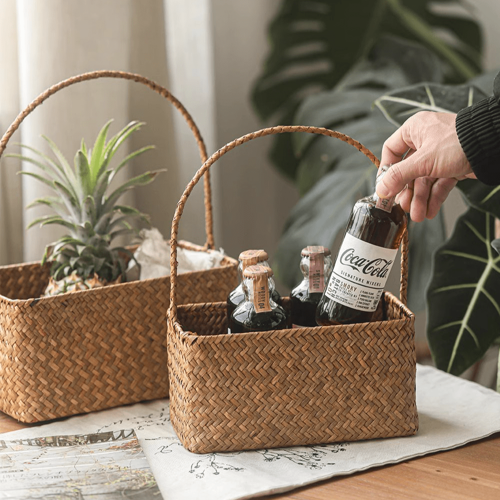 Rectangular Woven Carry Basket Organizer - Armand’s Maison & Marché
